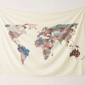 World Map Tapestry with floral designs 60…